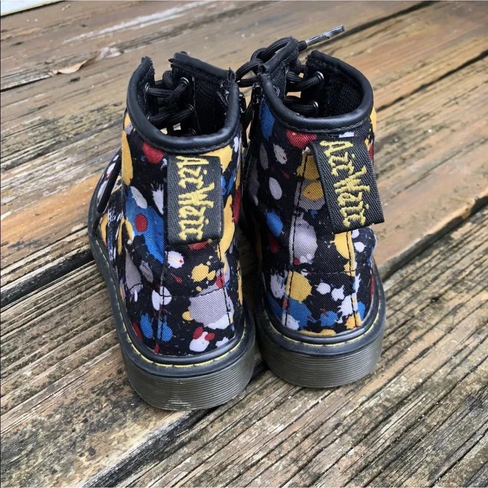 Dr Martens Docs Black Splat Polka Dot Delaney Boots Girls Child 13 EU 32 Shoes